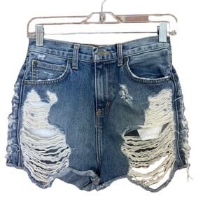 CARMAR Women's Blue‎ Denim High Rise Distressed Cut Off Jean Shorts Size 26